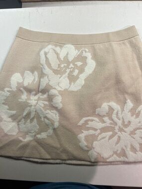 Anthropologie Floral Knit Mini Skirt in Blush and Cream